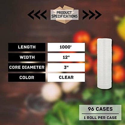 PSBM 96 Rolls 12 Inch x 1000 Feet Pallet Netting Vented Stretch Film/Wrap, Industrial Strength Clear Shrink Plastic Wrap for Moving, Packing, Shipping, Pallet Wrapping, Frozen Food and Plants - size: 12 Inch x 1000 Feet, style: 96 Rolls