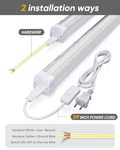 8FT 10 Pack LED Shop Lights, 120W 19200LM 6000K Garage Lighting - size: 19200LM-10Pack-300° Wide Beam
