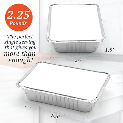 110 Pack - 2.25LB Aluminum Pans with Cardboard Lids - To go Foil Containers with Lids - Disposable Food Containers - Foil Take Out - Meal Prep Trays Foil Tins Freezer Meals Comercial - size: 2.25 LB