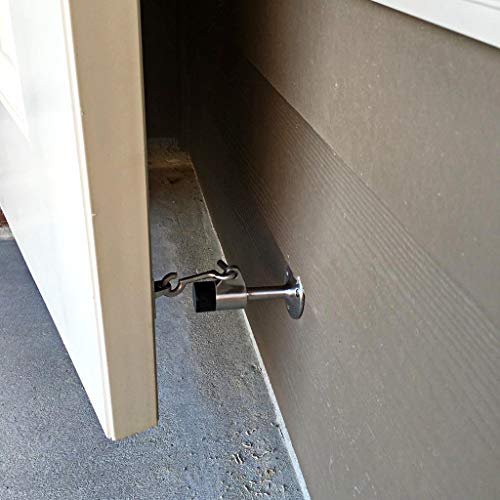 Sumnacon Stainless Steel Door Stopper with Hook, Heavy Duty Doorstop with Scews - Wall Mounted Door Stopper for Home Office, Silver - color: Silver
