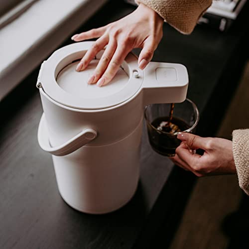 Airpot Coffee Dispenser with Pump, 85 OZ Stainless Steel Coffee Carafe - color: White