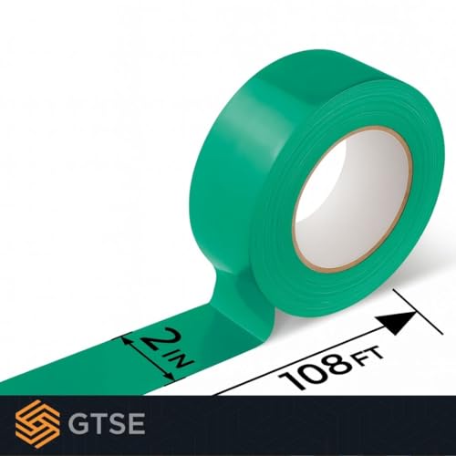 GTSE - Green Vinyl PVC Floor Tape 2 inch x 108ft Safety Marking Tape - color: Green, size: 2" x 108 ft