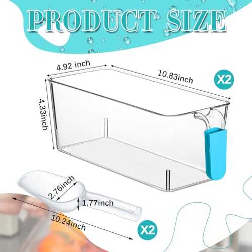 Havawish Ice Storage Bin and Flexible Scoop Set Plastic Freezer Bin - color: Light Blue, size: 10.83 x 4.92 x 4.33 in, style: Classic