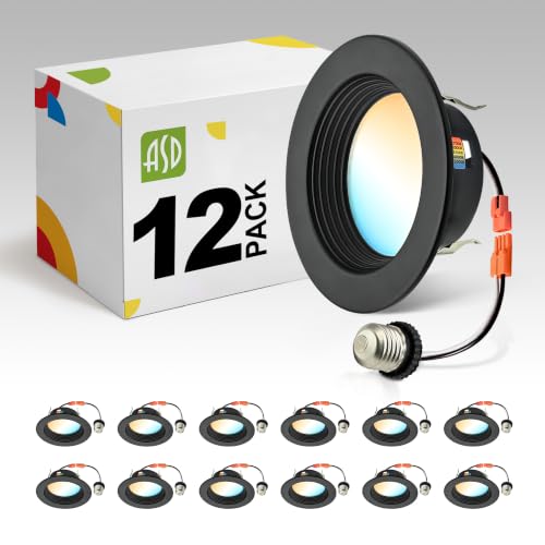 ASD 12 Pack Black 4 Inch Retrofit LED Recessed Light, 5CCT Wafer Lights - color: Black, size: 12 Pack
