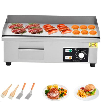 Takywep 21" Commercial Electric Griddle, Stainless Steel Countertop Griddle, Electric Flat Top Grill With Shovel Brush, Restaurant Teppanyaki Grill Cooking Equipment, Temperature Control 50°C - 300°C - size: 21 x 12 In