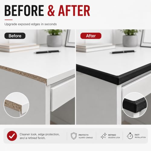 3/4 Inch Rubber Edge Trim 10ft Self-Adhesive U Channel Edge Strip - size: 10ft，3/4 Inch