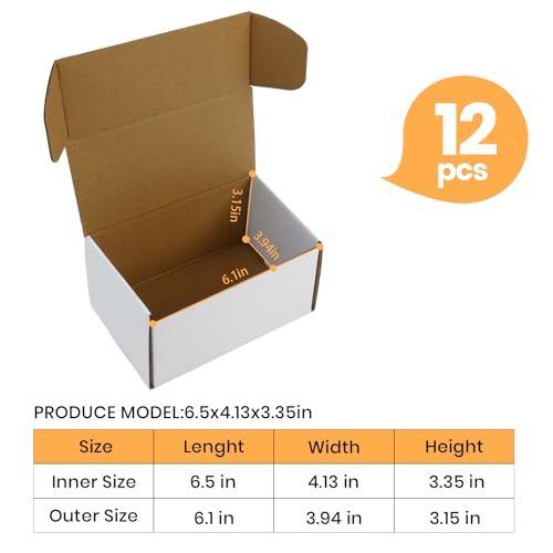 6x4x3 Inch Small Transport Box, Small Cardboard Box (12Pcs White) - color: White