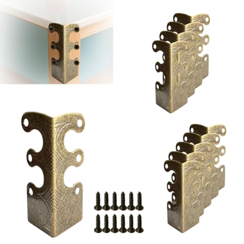 10 pcs Solid Brass Baseboard Corner Protectors, Skirting Board Corner Protectors, Vintage Metal Corner Protector Table Corner Edge Cover Safety Bracket with Screws (10, Antique Bronze) - color: Antique Bronze
