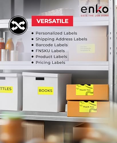 enKo 30256 6 Rolls | 1800 Yellow Direct Thermal Labels (2-5/16 x 4 in) - color: Yellow