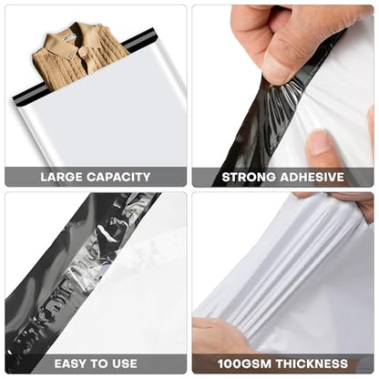 Poly Mailers 14.5x19 In 100 Pack Self Seal Shipping Envelope Bags White - color: White