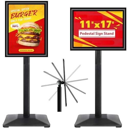 Pedestal Sign holder Stand 11x17inch Adjustable Standing Floor Sign Stand with Heavy Base & Snap Frame Display Stand for Indoor Outdoor Business Store Sign Holder Poster Stand (Black) - color: Black/1Pack, size: 11"x17" Sign Stand