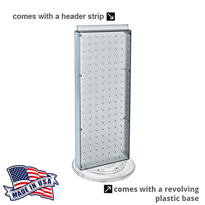 Azar Displays 700508-CLR-4C16 8-Inch W by 20-Inch H Revolving Black Pegboard Counter Display with 16-Pack of 4 inch Locking Hooks, Clear - color: Clear, style: Pegboard + Hooks