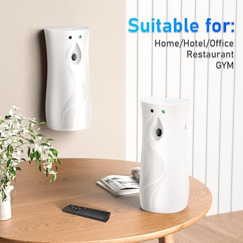 Automatic Air Freshener Spray Dispenser, Wall/Standing Battery Powered Aerosol Spray Dispenser with Remote Control for Bathroom, Hotel, Office, Commercial, White - color: White-Gray