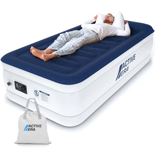 Active Era 21" Twin Air Mattress with Built-in Pump & Raised Pillow - Heavy Duty Puncture Resistant, Waterproof Blow Up Bed - style: Luxury