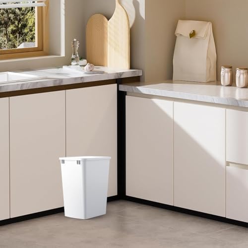 ROOMTEC 35QT Kitchen Trash Can,Sturdy and Lightweight Slim Trash Can,2-Pack - color: White, style: 2PCS