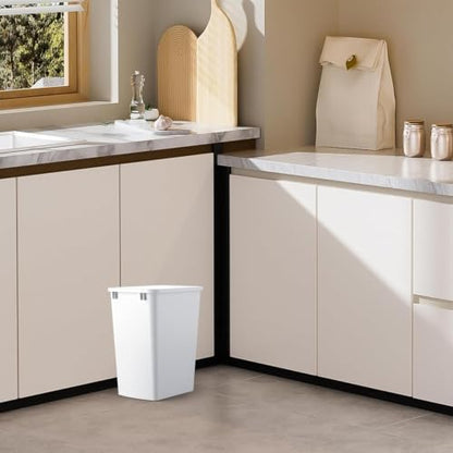 ROOMTEC 35QT Kitchen Trash Can,Sturdy and Lightweight Slim Trash Can,2-Pack - color: White, style: 2PCS