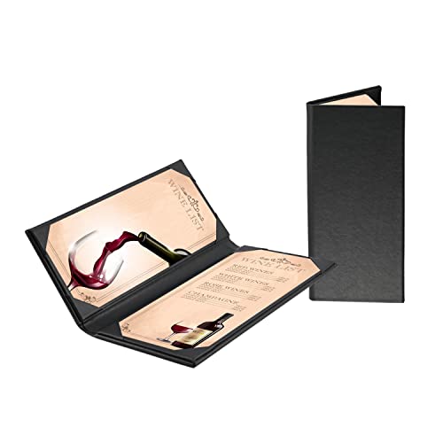 Restaurant Menu Covers Holders 4.25" X 11" | One Pack Leather Double View Menu Holder Covers Book Style with Angled Corners Black for Wine List Bar Hotel Restaurant Cocktail(1 Pack, 2 Views,4.25"x11") - size: 4.25"x11“(2 views/1 pack)