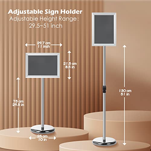 LEIFIDE 8 Pack Silver 8.3 x 11.7'' A4 Adjustable Pedestal Sign Holder Stand - color: Silver, size: 8.3 x 11.7''