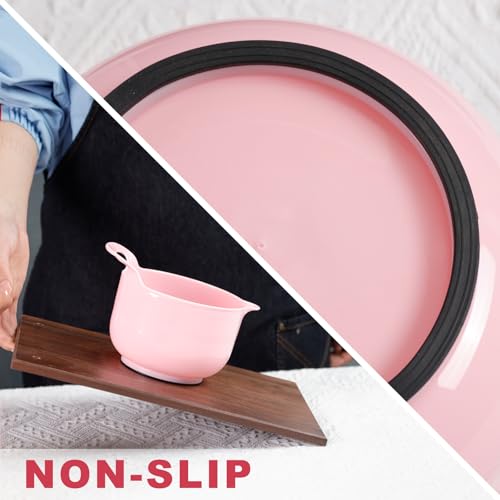 BoxedHome 4 Pack Nesting Mixing Bowl with Pour Spout and Handle, BPA free Microwave & Dishwasher Safe(Pink Gradient, 4 Pack with Handle) - color: Pink Gradient