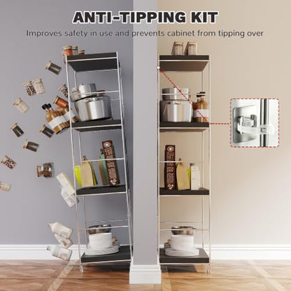 4-Tier Industrial Bookshelf, Wood and Metal Shelf Unit, Storage Bookcase - color: Black, size: 4T24IN