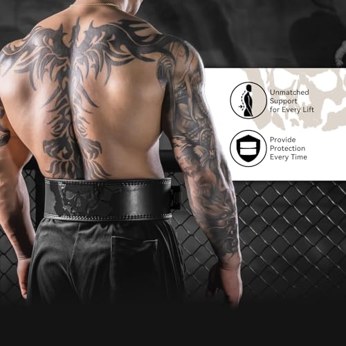 MANUEKLEAR 4-Inche Lever Belt Weightlifting with Heavy Duty Buckle - color: Enigmatic Black, size: M (29-35inches)
