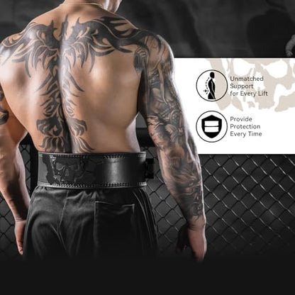 MANUEKLEAR 4-Inche Lever Belt Weightlifting with Heavy Duty Buckle - color: Enigmatic Black, size: M (29-35inches)