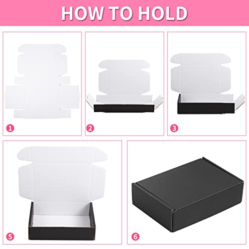 Spakon 50 Packs Shipping Boxes, Cardboard, Black, 6 x 4 x 1.6 Inches - color: Black, size: 6 x 4 x 1.6 Inches
