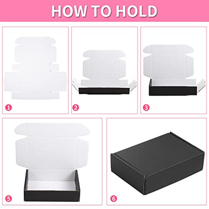 Spakon 50 Packs Shipping Boxes, Cardboard, Black, 6 x 4 x 1.6 Inches - color: Black, size: 6 x 4 x 1.6 Inches
