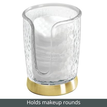 mDesign Plastic/Steel Compact Small Disposable Paper Cup Dispenser Storage Holder for Rinsing Cups on Bathroom Vanity Countertops - Rain Collection - Clear/Soft Brass - color: Clear/Soft Brass