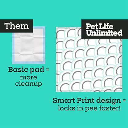 Pet Life Unlimited Smart Prints XXL Puppy Pads for Dogs, Potty Training Pee Pads, 64 Count, 30" x 36", Leak-Proof, Super Absorbent, Quick-Dry, Patterned Pads with Odor Control, Made in USA - size: XXL 30" x 36" 64-Count