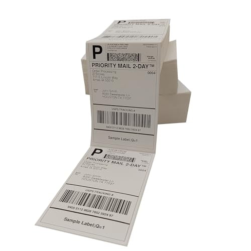 4x6 (100x150mm) Fanfold Direct Thermal Shipping Labels, 8 Stacks / 4000 Labels – Perforated, Compatible with Zebra, Rollo, UPS, FedEx - size: 8 Stacks | 4000 Labels