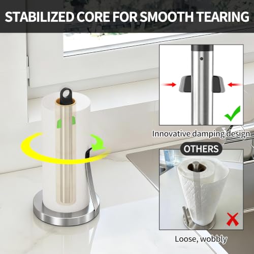 Jesginboo Countertop Paper Towel Holder with Tension Arm, Brushed Nickel - color: Brushed Nickel