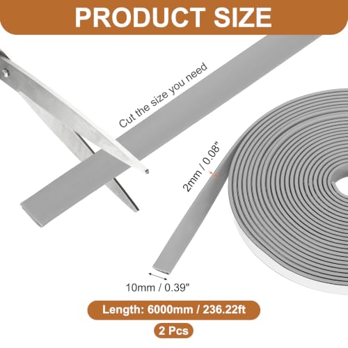 2PCS Smoke Fire Seal Strip 19.7 Feet 10mm/0.39"Wx2mm/0.08"T Grey - color: Gray, size: 19.7 FT x 10mm / 0.39" W x 2mm / 0.08" T