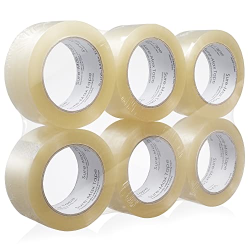 Sure-Max Premium Carton Packing Tape 2.0 mil 330 Feet (110 Yards) - Clear - 6 Rolls