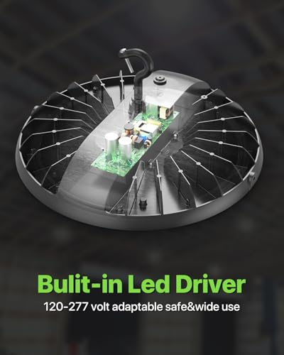 Glitgate UFO LED High Bay Lights 150W 6 Pack 22,500LM 5000K 100-277V - size: 150w 6pack