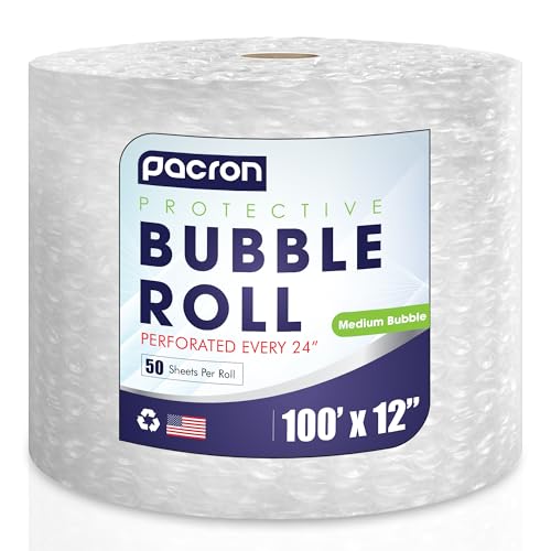 Bubble Roll Wrap 12" x 100', 1-Pack 5/16" Perforated Medium Cushioning - size: 100x12 | Perf 24 | 1 Roll