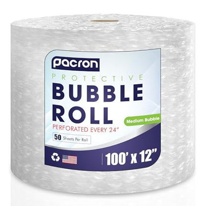 Bubble Roll Wrap 12" x 100', 1-Pack 5/16" Perforated Medium Cushioning - size: 100x12 | Perf 24 | 1 Roll