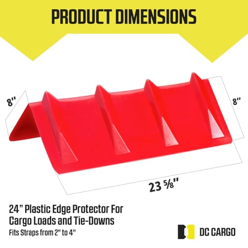DC Cargo - Heavy-Duty Edge Protectors, 8"x8"x24" (Pack of 4) Strap Protectors for Flatbed Equipment, Unparalleled Cargo Management Solutions for Truckers, Contractors, and Outdoor Enthusiasts - color: Red, size: 8" x 8" x 24"