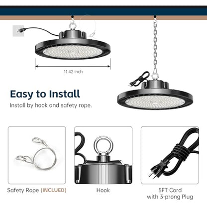 lvsdak UFO LED High Bay Lights 200W 30000LM 5000K 6 Pack - size: 200W 6P