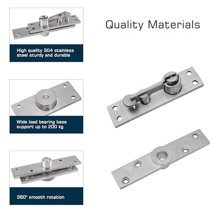 Pivot Door Hinges,Stainless Steel 360° Rotation Invisible Hinge for Bookcase, Murphy Door Hinges,Secret Door Hidden Hinges (150KG &360°)
