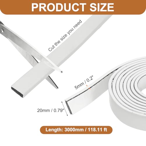 Smoke Fire Seal Strip 9.8Ft 20mm/0.79" Wx 5mm/0.2" T White - color: White, size: 9.8FT x 20mm / 0.79" W x 5mm / 0.2" T