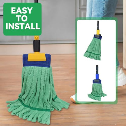 Heavy Duty Commercial Mop Head Replacement : 3 Packs 14oz Microfiber Tube Lint Free Industrial Heavy Duty Mop Head for Floor Cleaning - Super Absorbent & Bleach-Safe (Green) - color: Green-3pack