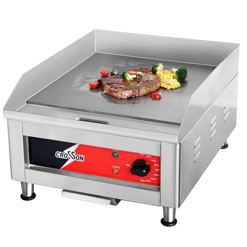 CROSSON ETL Listed 16"*16" Commercial Electric Countertop Griddle,Flat Top Griddles with Non-Stick 2/5" Thick Iron Cooking Plate for Restaurant and home use-120V/1750W,Spatula Included - size: 16"*16"