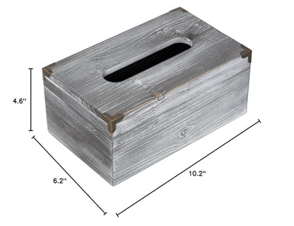 Distressed Wooden Rustic Tissue Box Holder Tissue Box Cover Napkin Dispenser for Bathroom Living Room Dining Room Bedroom Toilet (Grey White) - color: Grey White