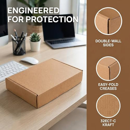 Cedilis 30 Pack 12x8x2 Inches Shipping Boxes, Brown Corrugated Cardboard Mailer Boxes, Medium Mailing Boxes for Shipping Packing Small Business - size: 12x8x2 Inches