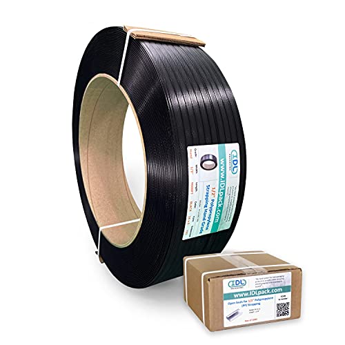 IDL Packaging Refill for 1/2" Polypropylene (PP) Strapping Kits for Packaging Strapping - 1/2" x 9000' Polypropylene Strapping Roll of 16" x 6" Core Size and 1000 of 1/2" Open Seals - size: 16" x 6" Core Coil + 1000 Seals, style: 300 lbs Break Strength