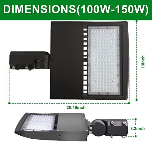 LED Parking Lot Lights 100W Shoebox Street Pole Lighting Fixture 5000K - color: 100W + (100-277V 5000K), size: Adjustable Slip Fitter Mount Bracket