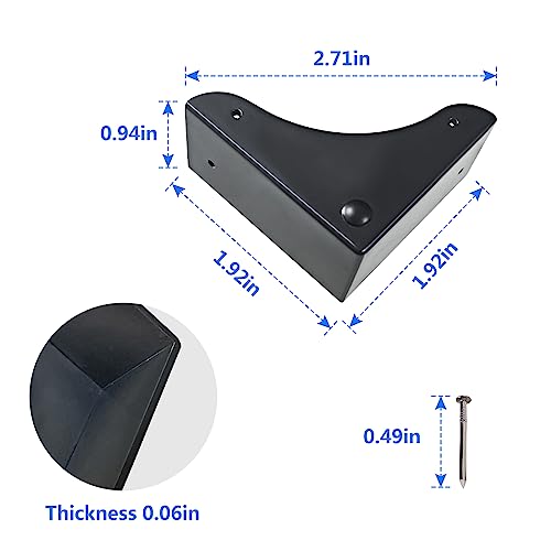 4PCS Metal Corner Protector, Box Corners Decorative Furniture Corner Protectors,for Cabinet Furniture Table Jewelry Box Case (Black) - color: Black