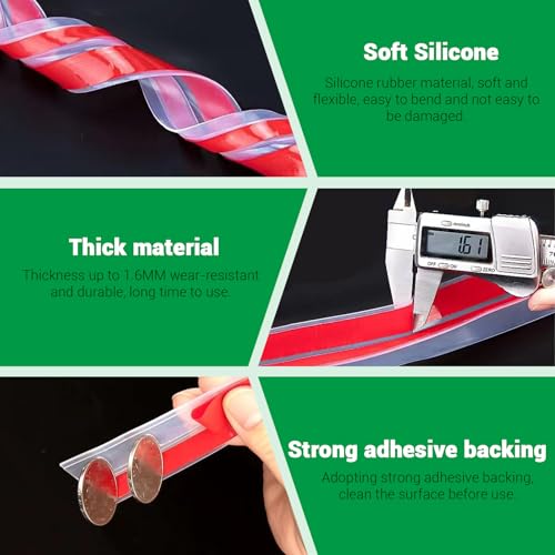 Huakaile T-Shaped Clear Door Draft Stopper Blocker, 9.8 Ft x 1.3" Silicone Weather Stripping Window Seal Strips, Self-Adhesive Waterproof Shower Door Bottom Sweep for Insulation Gap - size: 3 Meter