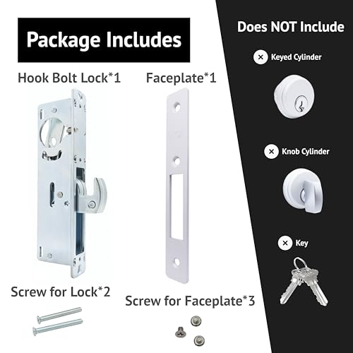 elox Storefront Narrow Stile Mortise Door Lock Hookbolt, 1-1/8" Backset, w/Aluminum & Bronze Duronodic Finish faceplate, Without Cylinder and Without Keys - color: Black,Bronze,Silver